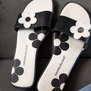 Montego Bay Club Black and White Floral Sandals